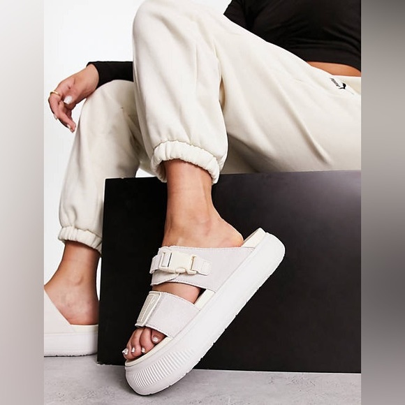 Puma Mayu Women’s Suede Infuse Beige Sandals Size 8 NWT - Picture 1 of 9